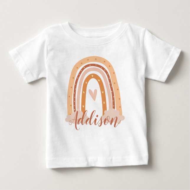 Neutral Boho Rainbow Kids Toddler T-Shirt (Front)