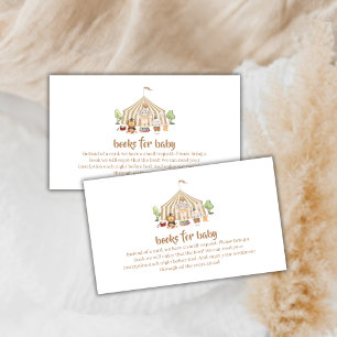 Neutral Boho Safari Circus Books For Baby Shower  Enclosure Card