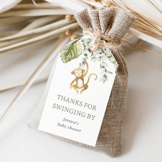 Neutral Boho Safari Monkey Baby Shower Favor Tags