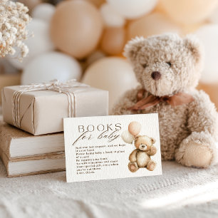 Neutral Boho Teddy Bear books for Baby Shower Enclosure Card