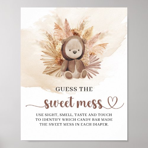 Neutral boho teddy bear Guess The Sweet Mess game Poster