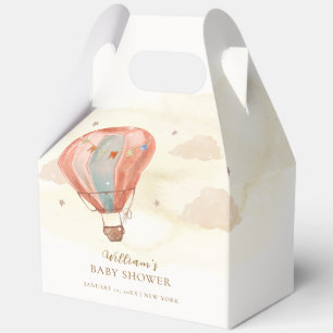 Neutral Boho Vintage Hot Air Balloon Baby Shower  Favor Boxes