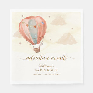 Neutral Boho Vintage Hot Air Balloon Baby Shower  Napkins