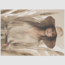 Neutral Boho Woman Decoupage Tissue Paper