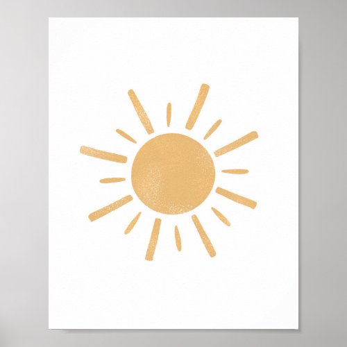 Neutral Boho Yellow Sun Sunshine Nursery Art  Poster