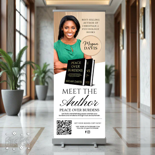 Neutral Book Launch Meet The Author Event Retractable Banner | Zazzle