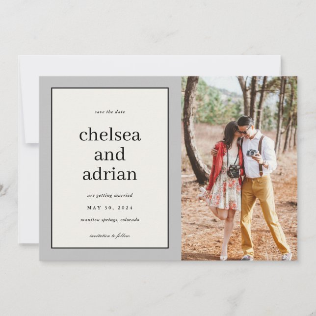 Neutral Border Simple Photo Save the Date (Front)