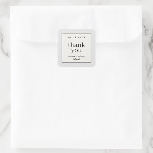 Neutral Border Simple Wedding Favor Square Sticker