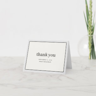 Neutral Border Simple Wedding Letterpress Thank You Card