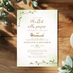 Neutral Botanical Christian Baby Shower Invitation