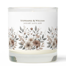 Neutral Botanical Floral Wedding Date