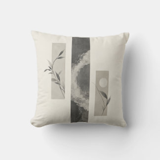 Neutral Botanical Panels Moon Abstract Throw Pillow