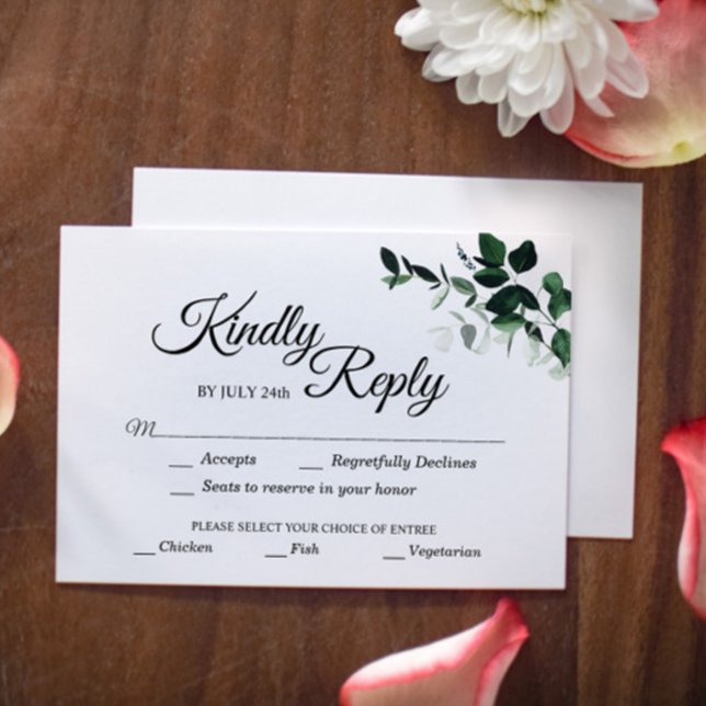 Neutral Botanical Response Card with meal choice (Creator Uploaded)