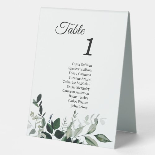 Neutral Botanical Table Tent Sign with Guests