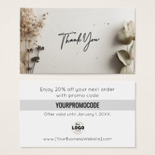 Neutral Botanical Thank You Discount Cards