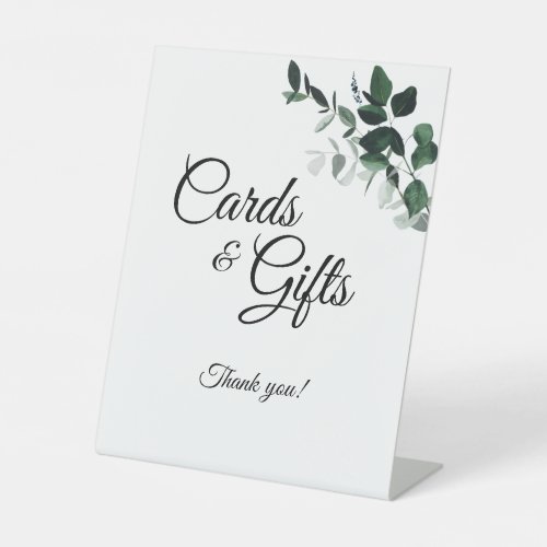 Neutral Botanical Wedding Cards and Gifts Pedestal Sign