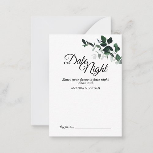 Neutral Botanical Wedding Date Night Advice Card