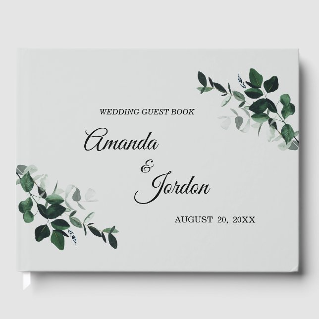 Neutral Botanical Wedding Guest Book (Front)