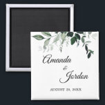 Neutral Botanical Wedding Magnet<br><div class="desc">This Neutral Botanical wedding magnet provides a simple, rustic plant palate to coordinate with any traditional wedding theme. The minimal greenery, with dark and grey shades of elegant green eucalyptus leaves and plant foliage, alongside the classy casual calligraphy, open up a minimalist nature vibe to a classic, formal marriage celebration....</div>