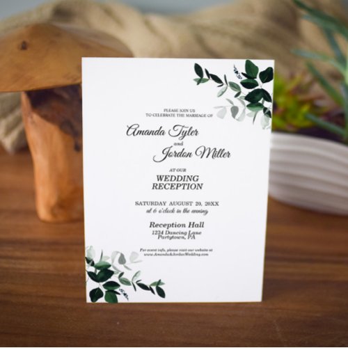 Neutral Botanical Wedding Reception Invitation