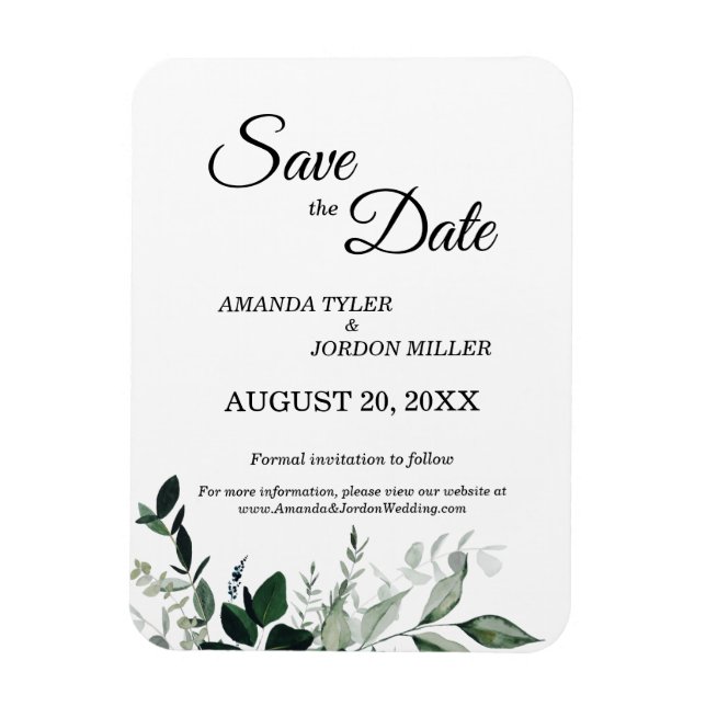 Neutral Botanical Wedding Save the Date Magnet (Vertical)