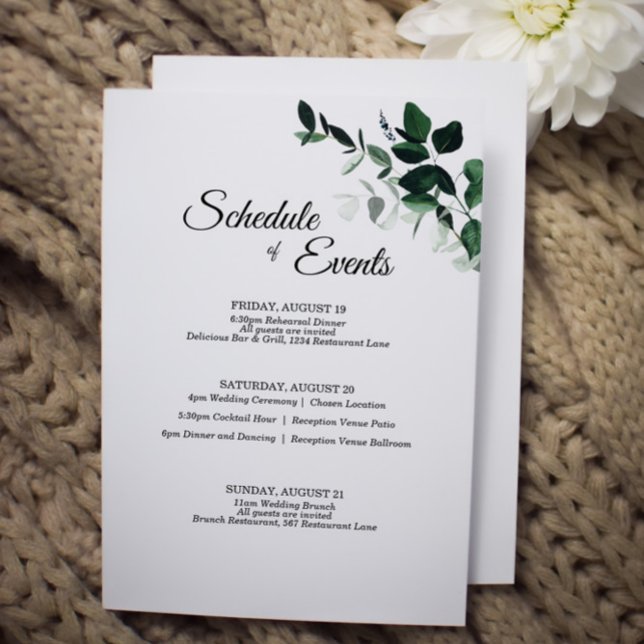 Neutral Botanical Wedding Schedule Enclosure Card (Creator Uploaded)