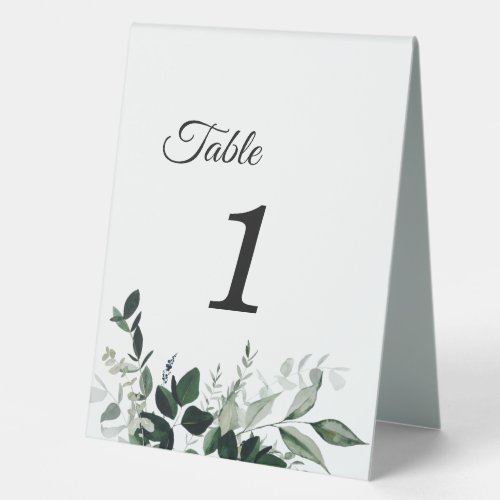 Neutral Botanical Wedding Table Number Tent Sign