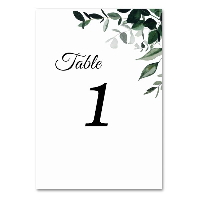 Neutral Botanical Wedding Table Numbers Sign (Front)