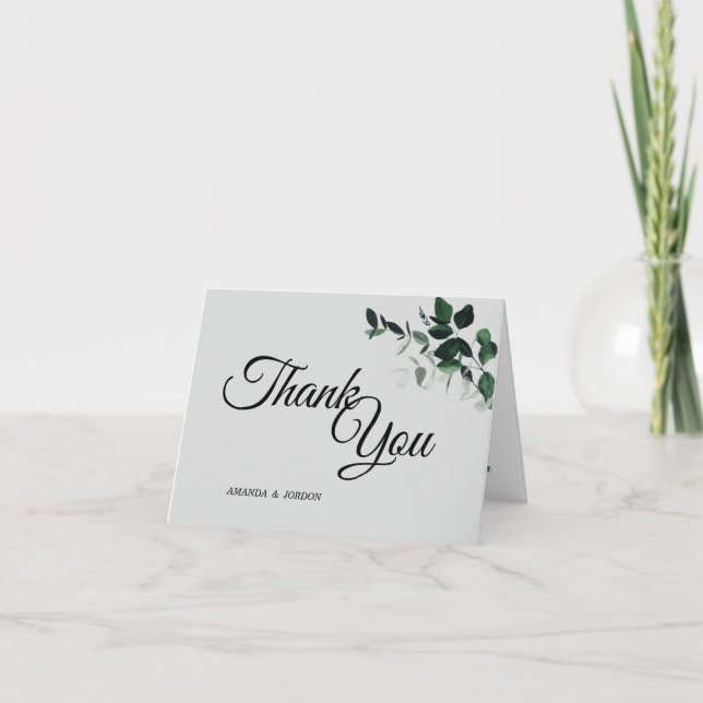 Neutral Botanical Wedding Thank You Card (Front)