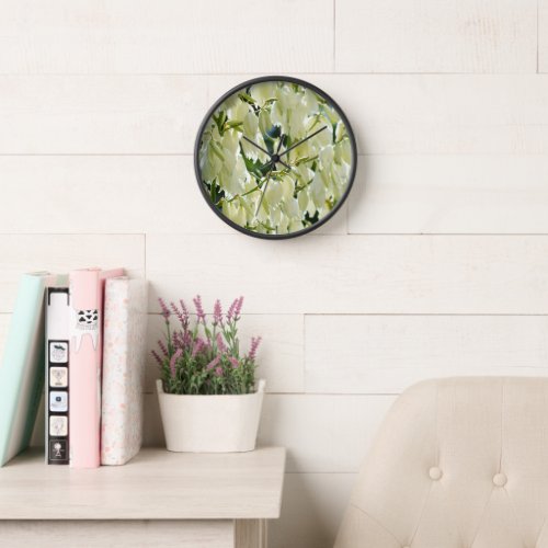 Neutral Botanical White Lilies Florals By Ava Clock