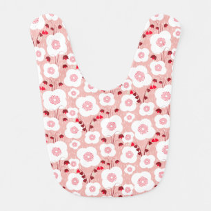 Neutral Botanicals - Poppies pink Baby Bib