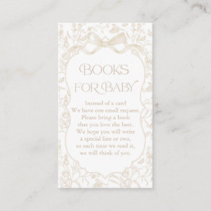 Neutral Bow Baby Shower Book  Enclosure Card