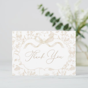 Neutral Bow Baby Shower Thank You Card