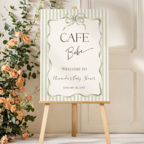 Neutral Bow Cafe Bebe Coffee Baby Shower Welcome