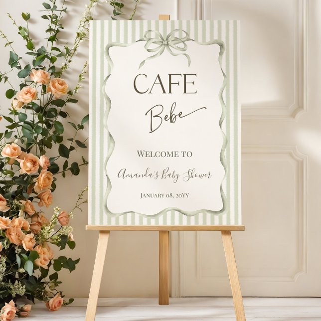 Neutral Bow Cafe Bebe Coffee Baby Shower Welcome Foam Board (Creator Uploaded)