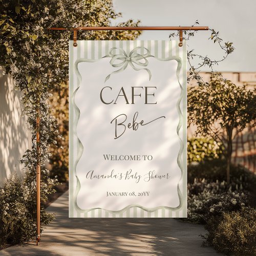 Neutral Bow Cafe Bebe Coffee Baby Shower Welcome