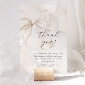 Neutral Bow Cloud Nine Baby Shower Thank You Card