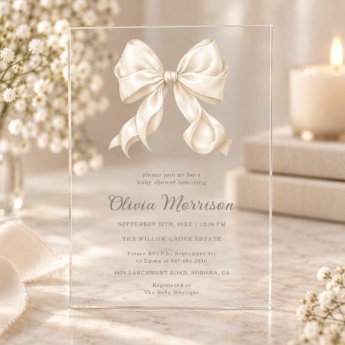 Classic Bow Neutral Modern baby shower invitation