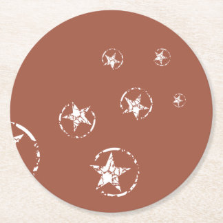 Neutral Brick Jagged Circle Stars Round Paper Coaster