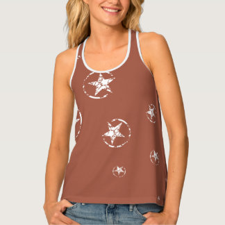 Neutral Brick Jagged Circle Stars Tank Top