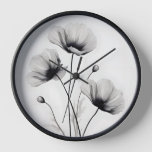 Neutral Bright White Poppies Florals By Ava Clock