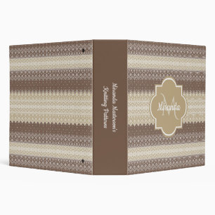 Neutral Brown and Tan Knit Pattern With Name Binder