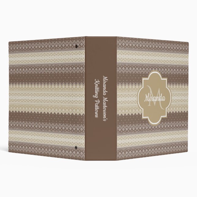 Neutral Brown and Tan Knit Pattern With Name Binder (Background)