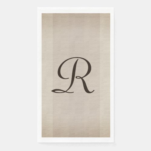 Neutral Brown and Tan Textured Monogrammed  Paper Guest Towels