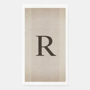 Neutral Brown and Tan Textured Monogrammed  Paper Guest Towels