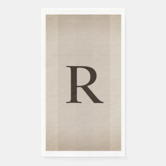 Neutral Brown and Tan Textured Monogrammed Paper Guest Towels
