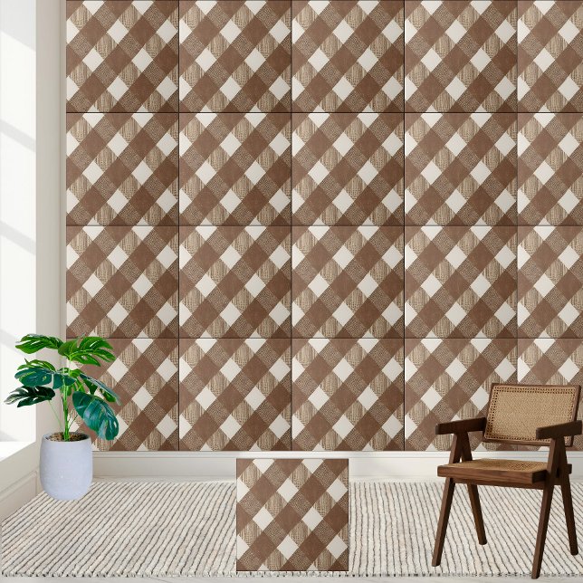 Neutral Brown and White Checkered Tile Pattern (Neutral Brown and White Checkered Tile Pattern)