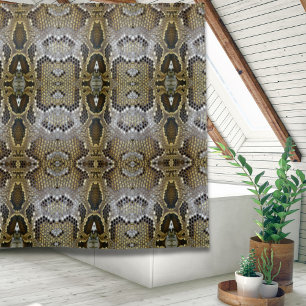 neutral brown beige animal pattern snake print shower curtain