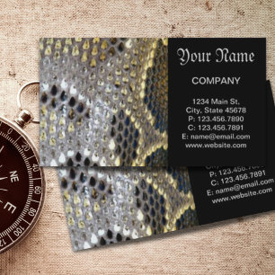 neutral brown beige animal print snake skin business card