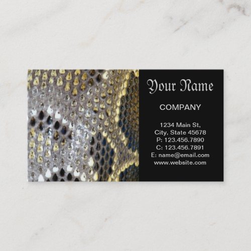 neutral brown beige animal print snake skin business card